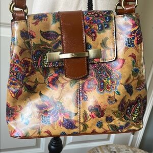 Floral Brown Leather Shoulder Bag